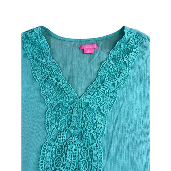 Isaac Mizrahi Daisy Swim Cover Up Women's Sz Large Beach Summer 3/4 Sleeve - Picture 4 of 8